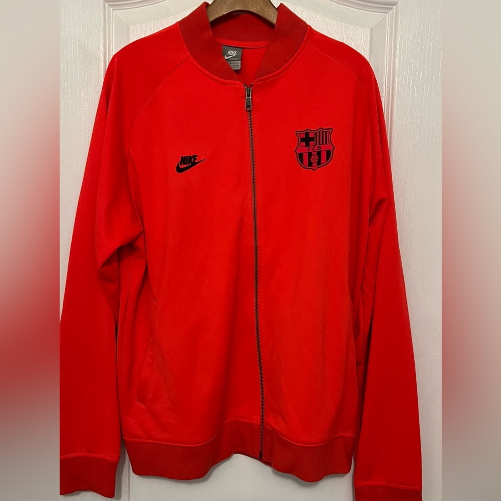 XL Futbol Club Barcelona Orange Nike Jacket With Zipper